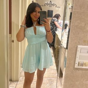 Baby Blue Flowy Romper